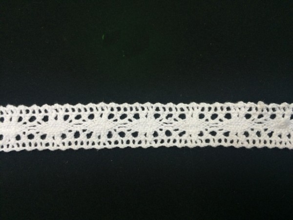 80N Кружево вязаное хлопок шир.1,8см цв.белый(в упак.30м)