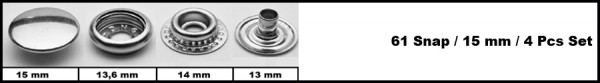 Кнопка нержавеющая №61 12.5мм цв.никель(в упак.1440шт)