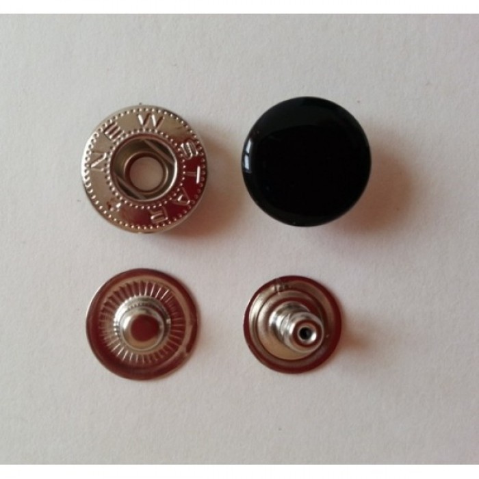 Кнопка стальная VT-2 9.5мм цв.черный(в упак.1440шт)