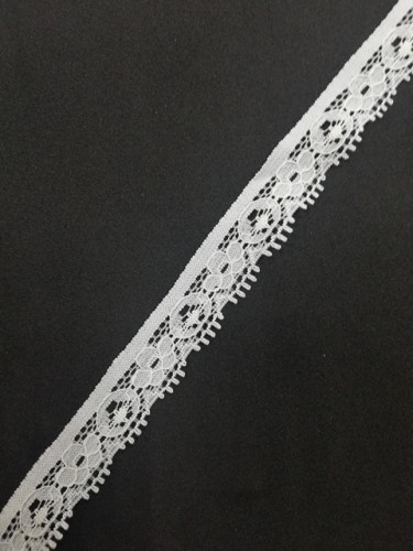 1605 Кружево эластичное полиэстер шир.1см цв.белый(в упак.30м)