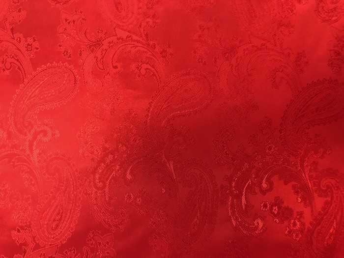 9 Ткань подкладочная жаккардовая огурчики 210Т 150см цв.красный(в рул.100м)