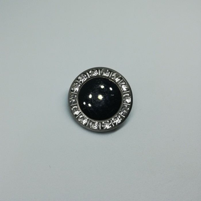 0722 Пуговица металлическая на ножке с черным камнем цв.никель(в упак.500шт)