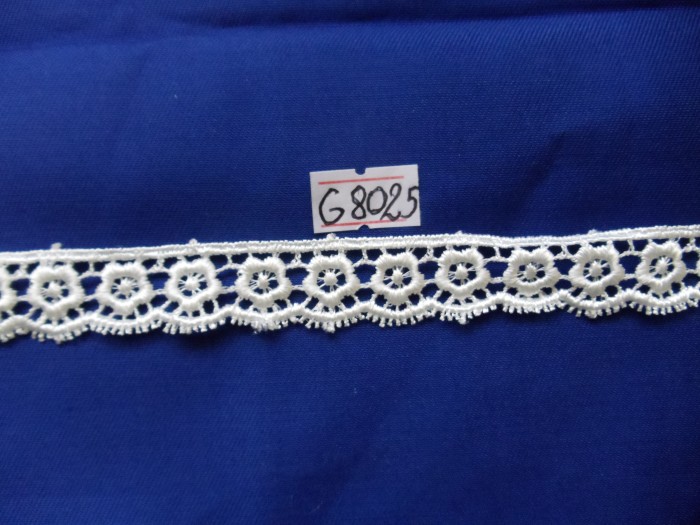 8025G Кружево вязаное полиэстер шир.1,8см цв.белый(в упак.9м)