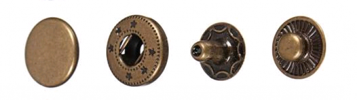 Кнопка стальная Alfa 15мм цв.антик(в упак.720шт)