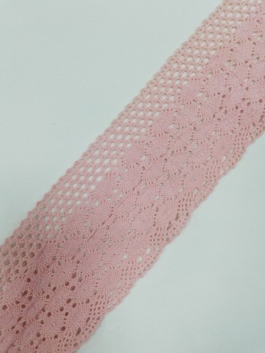 1828СТ Кружево вязаное хлопок шир.9см цв.розовый(в упак.30м)