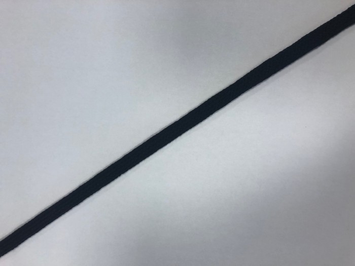08ХП Шнур хлопковый 08мм плоский цв.черный(в рул.100м,мешок,№20)