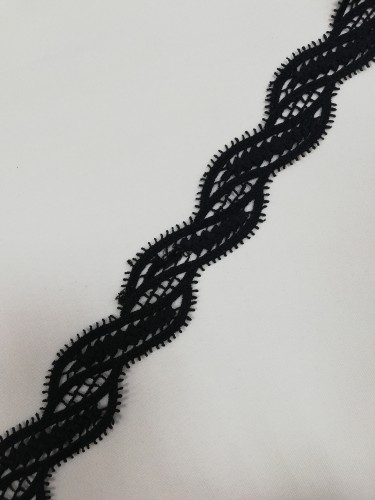 0057S Кружево вязаное полиэстер цв.черный(в упак.9м)
