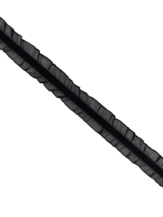 0250KPO Бельевая резинка с двухсторонним рюшем 22мм цв.черный(в рул.100м)