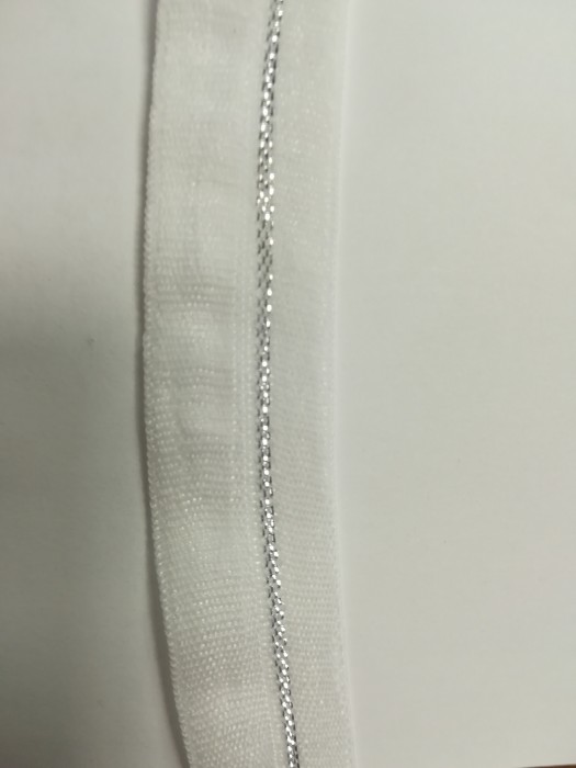 Резинка окантовочная №01 с люрексом серебро 20мм цв.белый(в рул.50м)