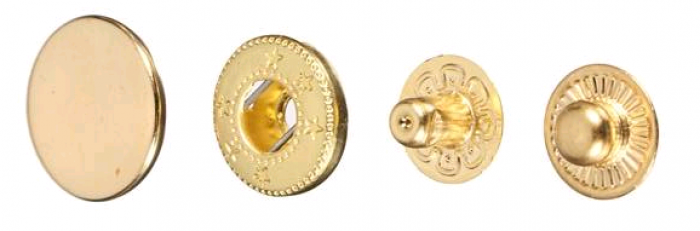 Кнопка стальная Alfa 15мм цв.золото(в упак.720шт)