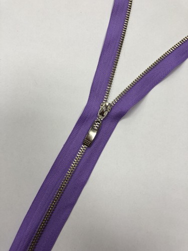 Молния металлическая Т5 декоративная 75см никель цв.№167 фиолетовый(в упак.50шт)