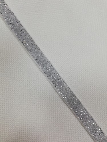 Бархатная лента декоративная №3 10мм цв.серебро(в рул.182,88)