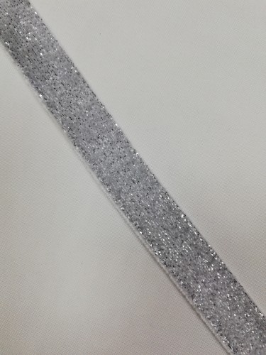 Бархатная лента декоративная №9 20мм цв.серебро(в рул.91,5м)