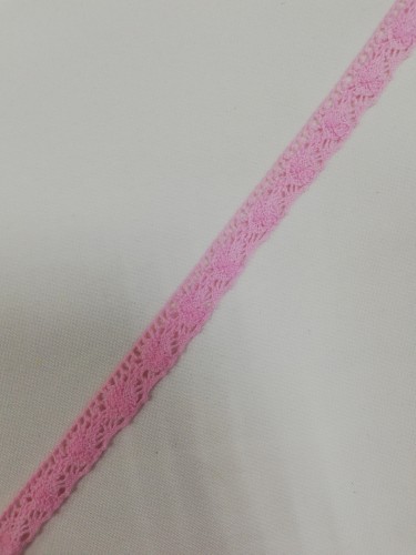 290P Кружево вязаное хлопок шир.1,5см цв.розовый(в упак.30м)