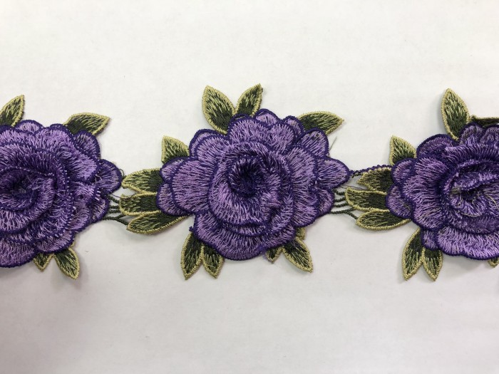 1607 Нашивка с цветами в рулоне цв.171 фиолетовый(в упак.14,5м)