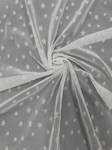 SC-FK001 Ткань трикотажная на сетке со звездами шир.150см цв.белый(в рул.100м)
