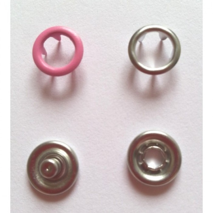 137 Кнопка нержавеющая трикотажная кольцевая 09.5мм цв.розовый(в упак.1440шт)