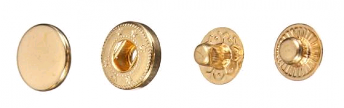 Кнопка стальная VT-2 9.5мм цв.золото(в упак.1440шт)