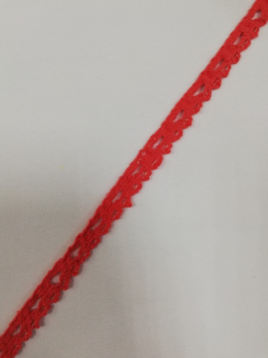 0163СТ Кружево вязаное хлопок шир.1см цв.красный(в упак.30м)