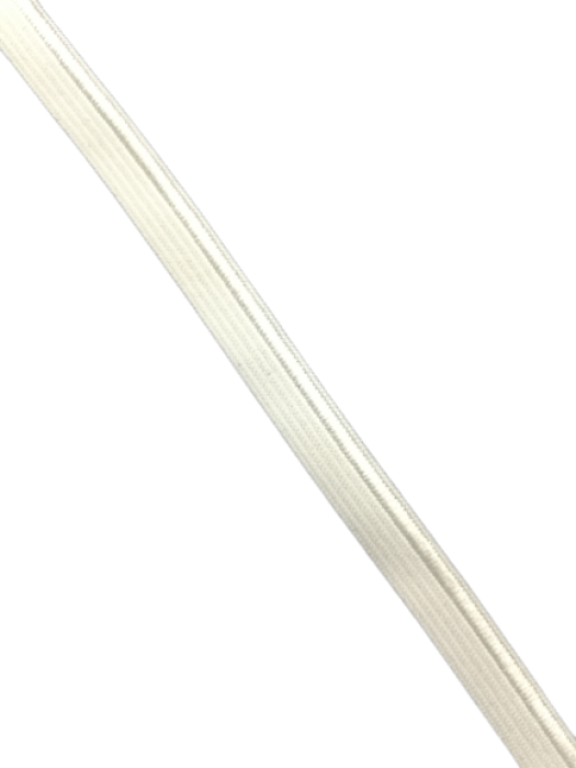 1205 Бельевая резинка кромочная с атласным краем 10мм цв.белый(в рул.100м)